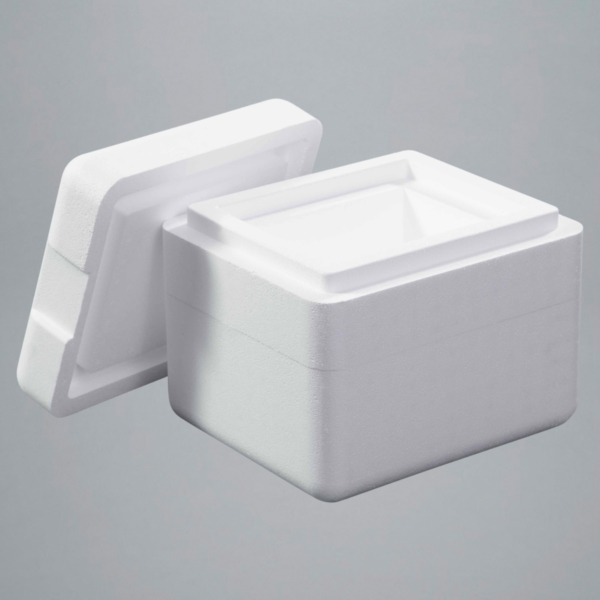 White THERMOCON EPS polystyrene box on grey background 34