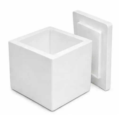 Open white EPS insulated box with its lid beside it