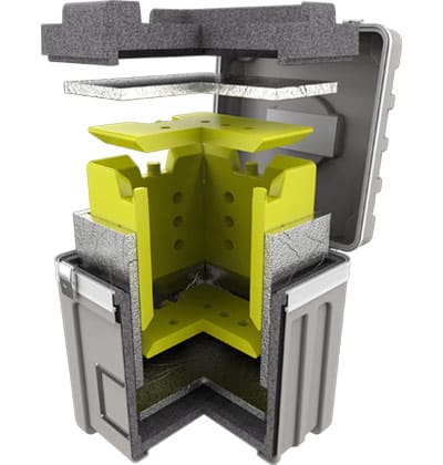 Vista esplosa di THERMOCON Premium 12 con isolamento ed elementi PCM gialli