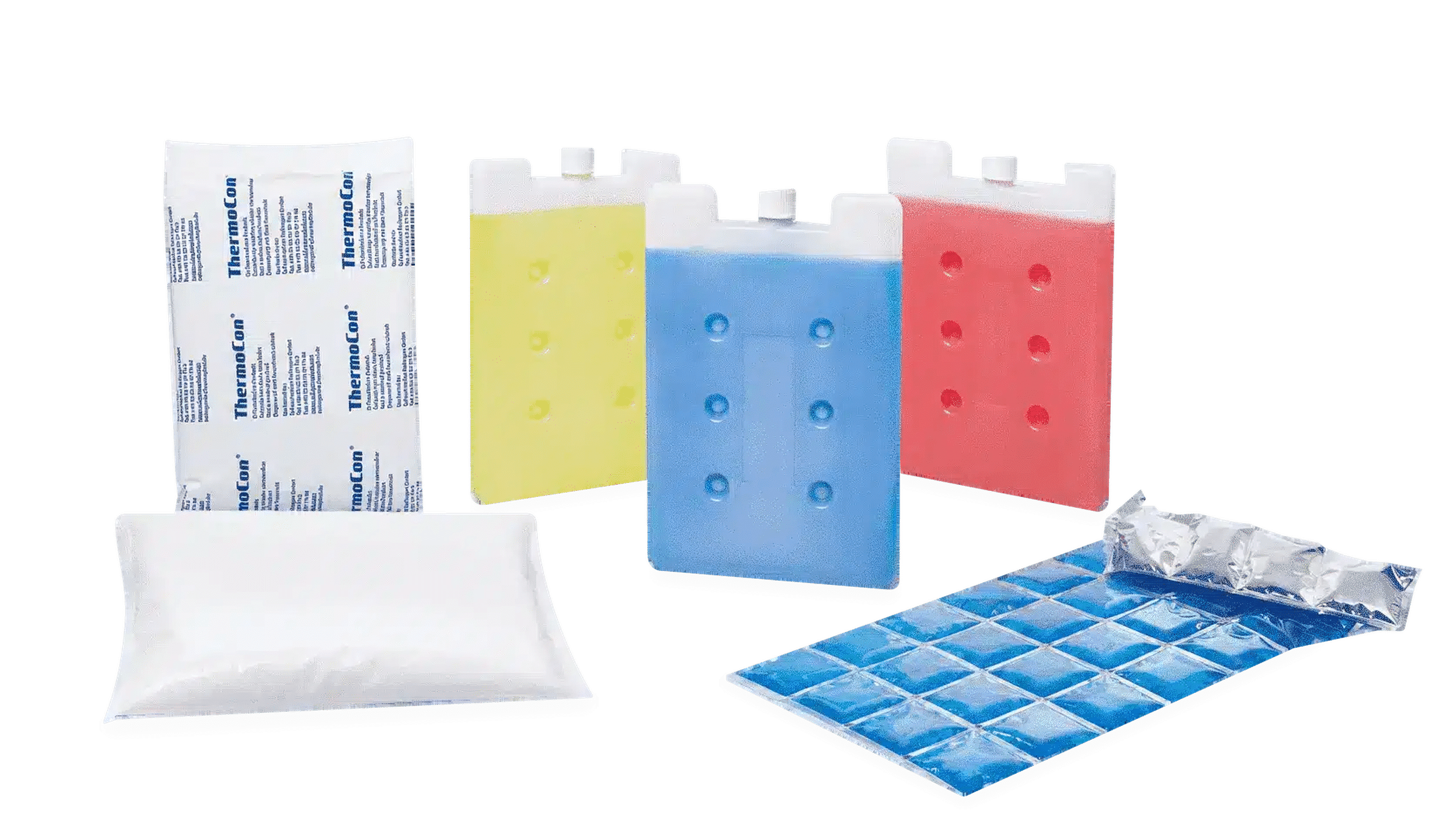 THERMOCON Gelpacks, Foam Bricks, Hartschalenakkus und segmentierte Kühlkissen